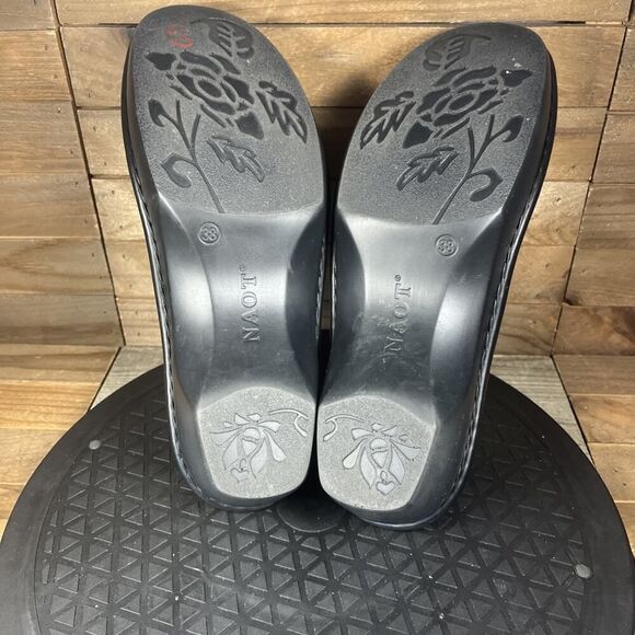 Naot Womens Size 7 Coal Grey Nubuck Leather Avignon Buckle Slip on Mule Clog - Picture 10 of 11